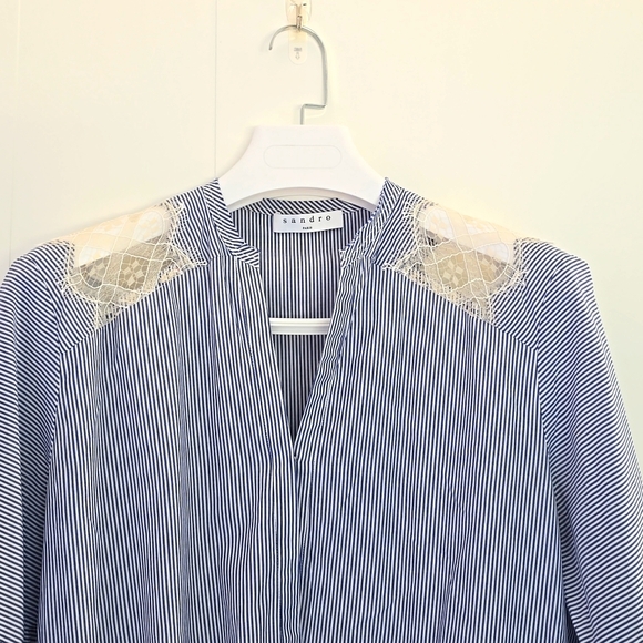 Sandro Paris striped knee-length dress size 2 - Picture 5 of 11